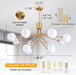 Gold Modern Chandelier 12-Light Glass Globe Ceiling Light Fixtures Mid Century Modern Sputnik Chandelier for Dining Room Kitchen Island Bedroom Living Room
