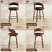 Swivel Bar Stools Set of 2,26" Faux Leather Upholstered Counter Height Barstools with Back,Mid-Century Modern Bar Chairs with Bentwood Legs and Footrest for Kitchen Island Bar Counter Black