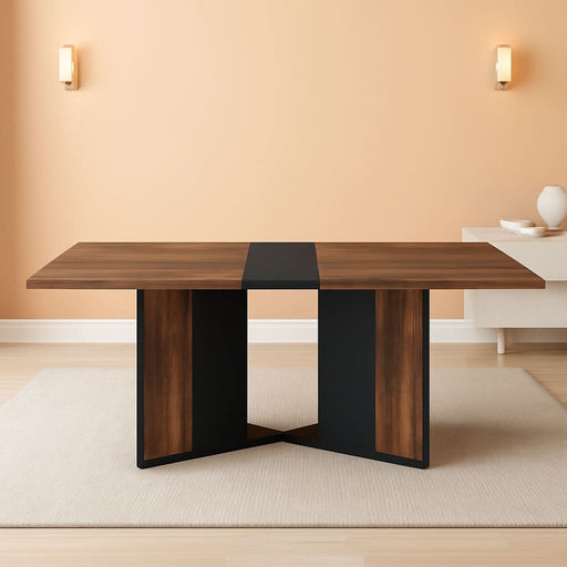 71In Large Rectangular Dining Table for 4 5 6 7 People W/35 Marble-Color Wood Watrproof Brown Tabletop,Adjustable Leg.6Ft Luxurious Family Dinner Table for Office Kitchen Living Room