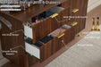 Dark Walnut Fluted 6 Drawers Dresser for Bedroom with Gold Handle