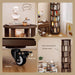 6 Tier Rotating Bookshelf 360° Solid Wood Spinning Book Shelf Tower on Wheels Rolling Revolving Bookcase for Small Spaces, Corner, Bedroom, Kids Room, Office — Walnut