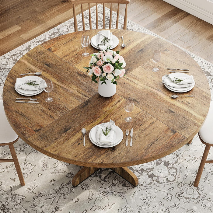 Round Dining Table 47 Inch Brown MatteTexturedFinish