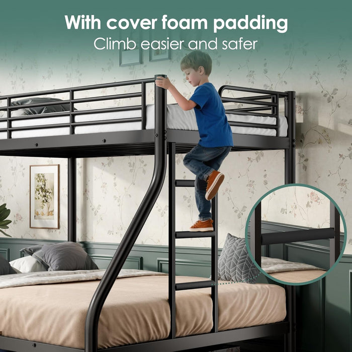TwinXLOverQueen Bunk Bed HeavyDuty Metal Black Finish