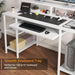 48 Inch Computer Desk, Home Office White with Keyboard Tray, Gaming with Full Monitor Stand, Storage Shelves & CPU Stand, Modern Study Writing Table Studio Work with Shelf