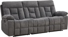 Reclining Sofa for Living Room, Extra Wide Modern Overstuffed 3 Seat Recliner Manual Sofa with Hidden Armrest Cup Holders, Soft Breathable Fabric and Padded Seat, Light Grey
