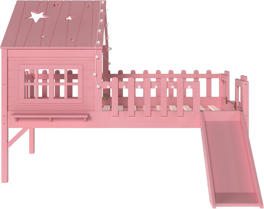 Pink Twin Loft Bed With PremiumLEDLighting Modules