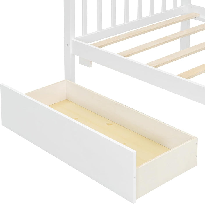 Twin Size White House Bed With PremiumStorageDrawers