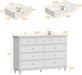 9 Drawer Dresser for Bedroom, White Dresser with Rubberwood Legs
