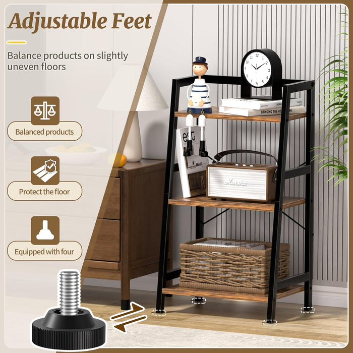 Three Tier Industrial Bookcase Rustic Brown Finish