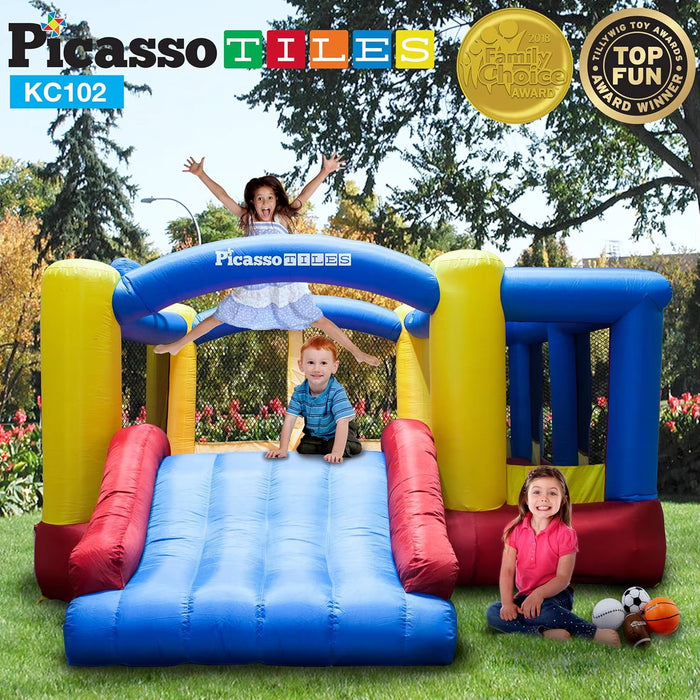 [Upgrade Version] KC102 12X10 Foot Inflatable Bouncer Jumping Bouncing House Jump Slide Dunk Playhouse W/Basketball Rim