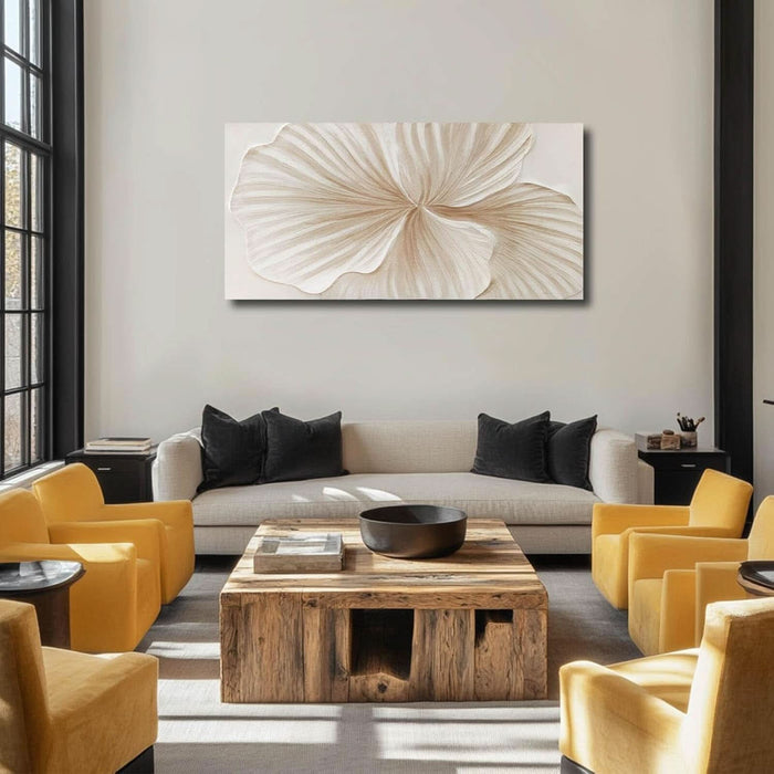 White and Gold Wall Art Abstract Floral Painting Modern 24X48 Artwork Minimalist Canvas for Bedroom Living Room Office Home Decoration