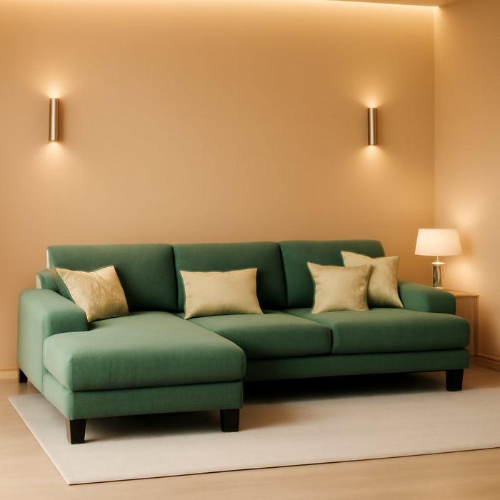 Sectional Couches for Living Room, U-Shaped Sofa Couch with Linen Fabric, 4 Seat Sofa Set with Double Chaise for Apartment (Corduroy, Dark Green)