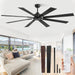 72 Inch Ceiling Fan No Light with Remote Control, 8 Blades Quiet DC Reversible Motor, 6-Speed, Timer, Black Finish, Indoor Outdoor Ceiling Fans for Patios, Living Room, Garage