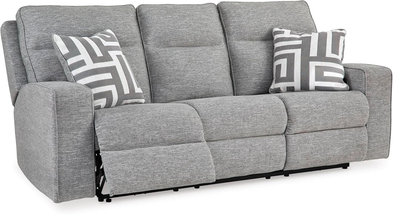 Biscoe Casual UV Resistant Power Reclining Sofa with Adjustable Headrest and USB Ports, Light Gray