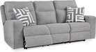 Biscoe Casual UV Resistant Power Reclining Sofa with Adjustable Headrest and USB Ports, Light Gray