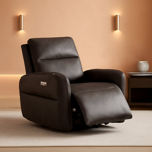 CHITA Faux Leather Power Recliner Chair, Swivel Glider, Chocolate Brown
