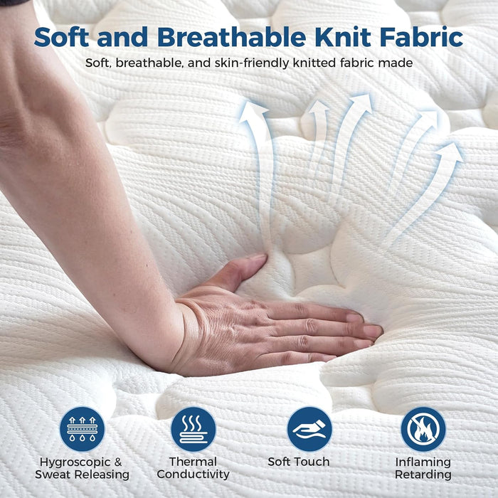 Queen Mattress, 12 Inch Mixed Memory Foam Mattress. Bagged Spring, Zoned Pressure Relief, Medium Firm Feel, Motion Isolation, Deep Sleep, Certified Safe Foams and Fabric, Certipur-Us,Black