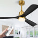 52 Inch Smart Ceiling Fan with Lights,Outdoor Ceiling Fan 3 Wood Blades Compatible with Alexa/Gg Voice Control&App&Remote,Quiet DC Motor for Covered Patio Porch Bedroom,Black and Gold
