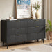 Fluted 6 Double Drawers Dresser for Bedroom, 55”Wide Modern Chest of Drawers with Deep Drawers,Curved Profile Design, Wood Drawer Organizer for Living Room, Hallway, Dark Black