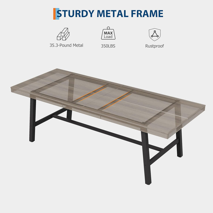 86-Inch Grey Walnut Dining Table Non-Extendable Sturdy