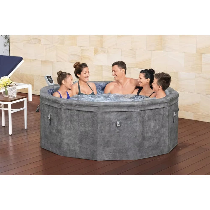 Hard Foam Hot Tub with Soothing Massage System, Outdoor, Grey Marble, up to 4-6 People, 67 "X 25.5"