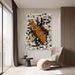 Orange and White​​ Mosaic Wall Art Wood Wall Art Wooden Wall Decor Large Wall Decor Creative Wood Block Decorative Painting for Office Living Room 27.6" X 39.4"