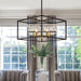 Black Crystal Foyer Entryway Chandelier Modern Farmhouse Square 5-Light Chandelier Light Fixture for Dining Room Kitchen Island Entrance Staircases Hallway