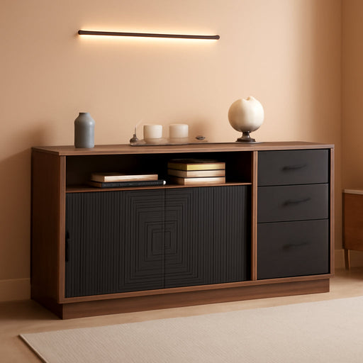FiftyFiveInch Walnut Sturdy File Cabinet With Drawers