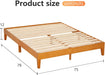 12 Inch Solid Wood Platform Bed with Wooden Slats, No Headboard, No Box Spring Needed, Easy Assembly, Queen