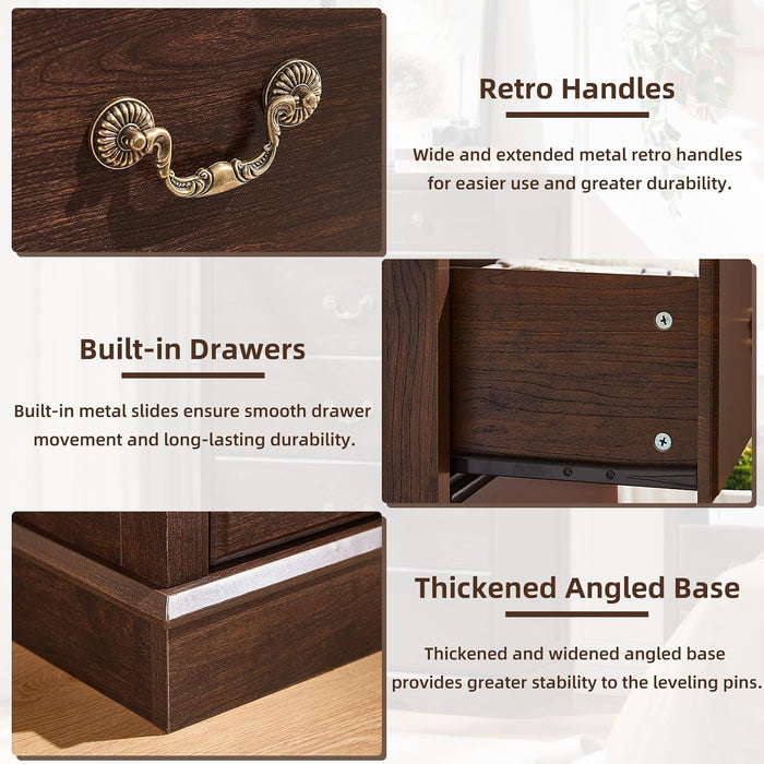 6 Drawer Dresser,Farmhouse Wood Chest of Drawers for Bedroom,47" Tall Dresser with Rustic Handles,Wood Drawer Organizer for Living Room,Hallway,Closet,Walnut