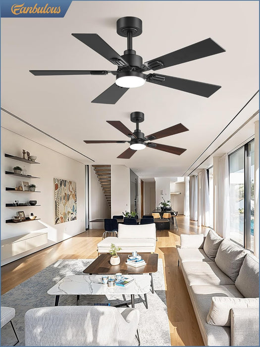 2 Pack of 42 Ceiling Fans with Lights and Remote, Modern Low Profile Ceiling Fans with Dimmable 3CCT Quiet DC Motor, Reversible Celing Fan with 6-Speeds Timer for Bedroom(Black)