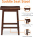 Solid Wood Saddle-Seat Kitchen Counter-Height Stool, 24-Inch Height, Walnut Finish - Set of 2