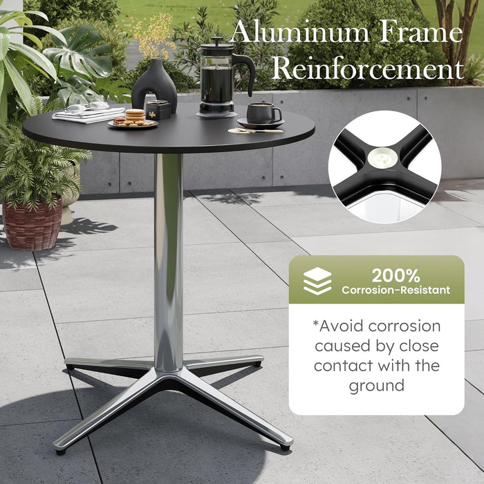 30" round Bistro Table,Outdoor Coffee Table，Round Outdoor Small Table Modern Style for Porch Pool Balcony Deck Bronze