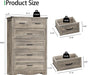 Dresser for Bedroom with 6 Drawers, 49" Tall Wood Chest of Drawers with Deep Drawers & Mental Handle, Modern Dresser TV Stand, Wooden Closet Storage Organizer for Living Room, Hallway, Entryway, Grey