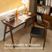 Computer Desk with Drawers, Solid Wood Writing Desk, Mid Century Modern Home Office Desks, Oak Study Table, Small Desk for Bedroom, 29.1 H X 39.4 W X 21.7 D Inches, Walnut