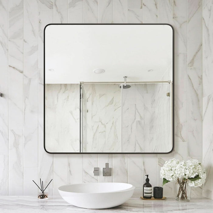Black Framed Vanity Mirror 30x30 Shatterproof HD