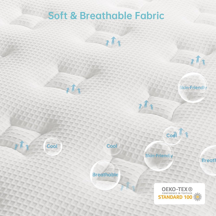 Twin Mattress, 10 Inch Wave Memory Foam & Pocket Spring Hybrid Mattress in a Box for Pressure Relief, Certipur-Us Certified, Made in USA (39X75X10 Inches)