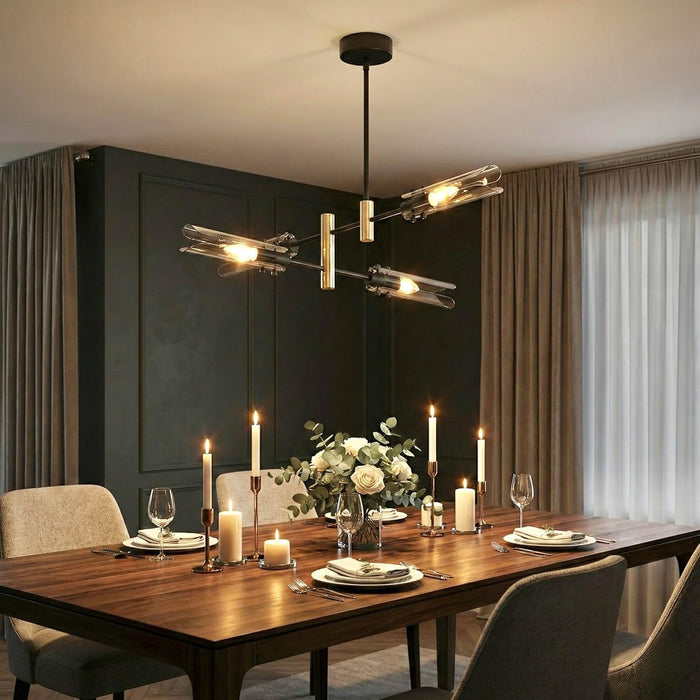 Black Gold FourLight Sputnik Ceiling Chandelier Modern