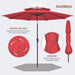 9FT Outdoor Patio Umbrella - 2 Tiers Table Umbrella Waterproof UV Protection, Sombrillas De Patio with Push Button Tilt, Sun Umbrella for Pool, Porch, Garden, Backyard (Red)