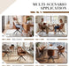 Comfy Leather Desk Chair Modern Computer Task Chair No Wheels Swivel Accent Chair with Mid Back Arm Chair for Living Room/Bedroom/Home Office, PU Brown