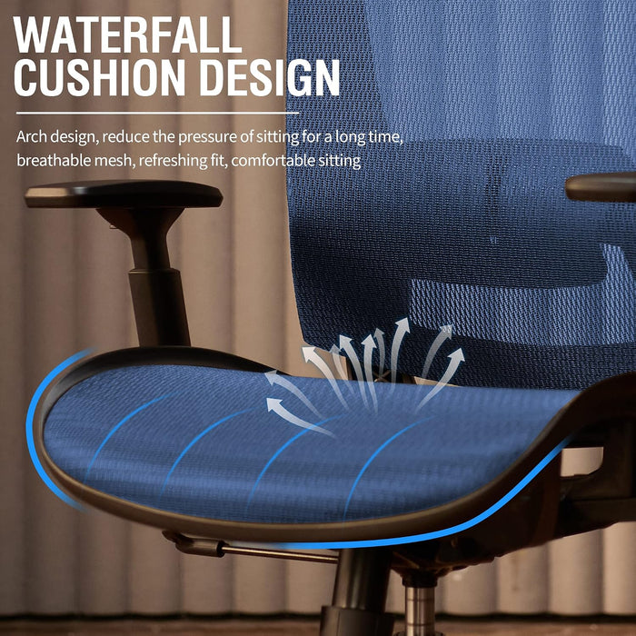 Ergonomic Mesh Office Chair,Comfy Computer Desk Chair - BIFMA 5.1 Certified Commercial Swivel Task Chair for Home Office - Adjustable Lumbar Support & Armrests,Tilt Function,Wide Seat