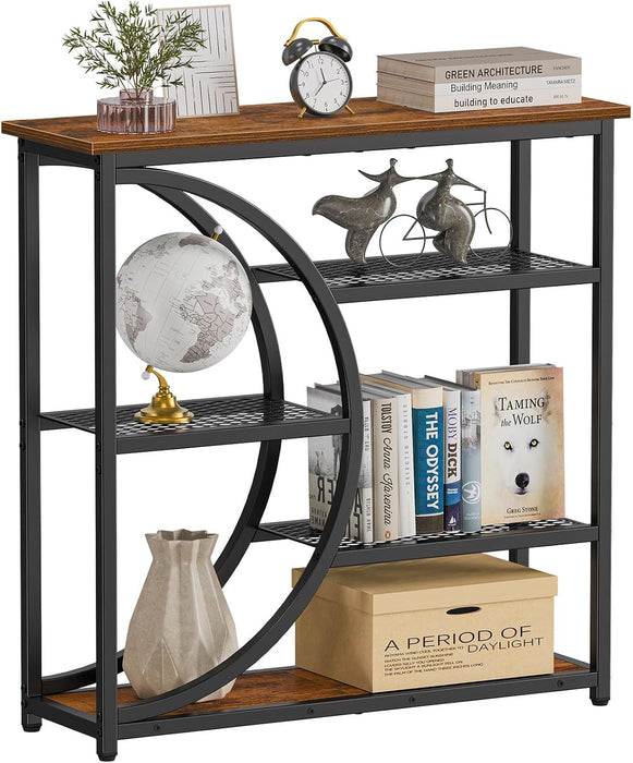 Entryway Table, Narrow Console Table, Industrial Sofa Table with 5 Tier Storage Shelves, Entrance Table for Hallway, behind the Couch, Living Room, Foyer