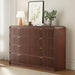 Fluted 8 Drawers Dresser for Bedroom, 55" Wide Wooden Dresser with Metal Handle, Curved Profile Design, Modern Storage Organizer for Bedroom, Living Room, Hallway, Dark Walnut