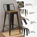 Swivel Bar Stools Set of 4, 24" Counter Height Barstools with Low Back, Industrial Metal Bar Stools with Large Wooden Seat for Kitchen Island (Matte-Black)