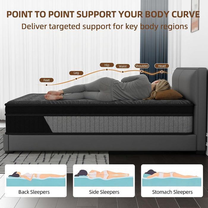 12 Inch Hybrid Mattress -Full Memory Foam & Individual Pocket Springs
