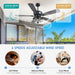 Outdoor Ceiling Fans with Light and Remote - 52 Inch Waterproof Wet Rated Ceiling Fan, 6 Speeds Modern Black Fan Lights with 2 Styles Reversible Blades for outside Patios Gazebos Bedroom