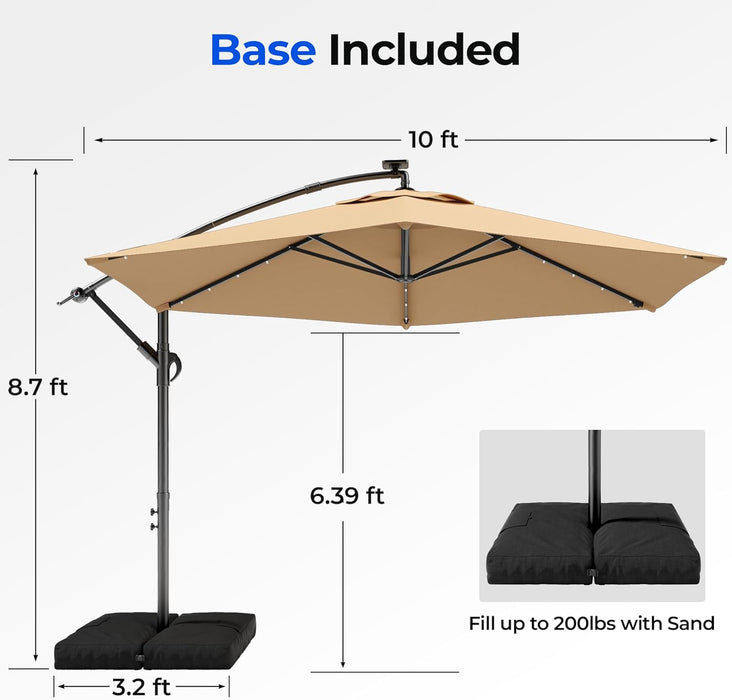 Ten Foot Cantilever Offset Patio Umbrella Beige Base Included