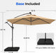 10FT Solar Offset Patio Umbrella with Base Included, 5-Year Fade-Resistant Canopy, 45° Easy Tilt Crank, 30MPH Wind-Resistant, Cantilever Hanging Umbrellas for Pool, Deck, Patio (Beige)