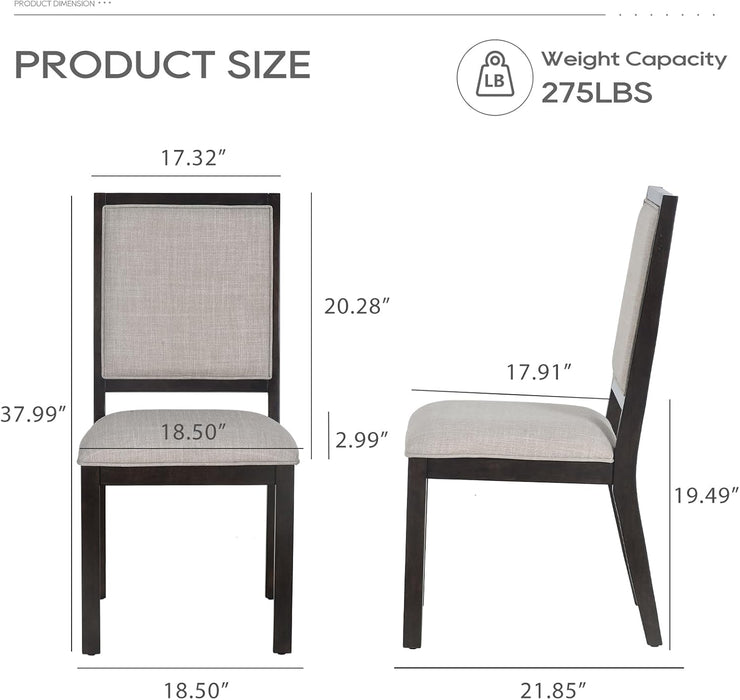 Upholstered Wood Dining Chairs Set of 4, Kitchen Dining Chairs with Back, 19 Inch Fabric Farmhouse Dining Room Side Chairs with Wooden Legs for Kitchen Dining Living Room Courtyard, Brown