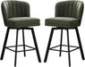 Swivel Counter Height Bar Stools Set of 2, 26'' Modern Barstools with Backs and Metal Legs, Upholstered Bar Chairs, Faux Leather Green Stools for Kitchen Island Chairs